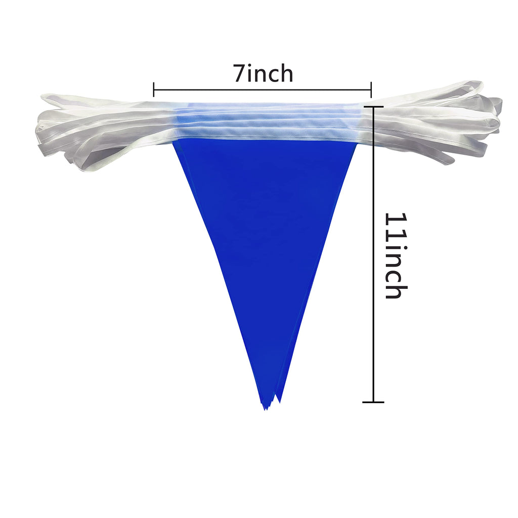 Consummate Blue Pennant Banners (60 Flags, 2 Ropes of 50 ft) - Hanging Triangle Bunting for Party Decorations - 7x11 Inch Flags