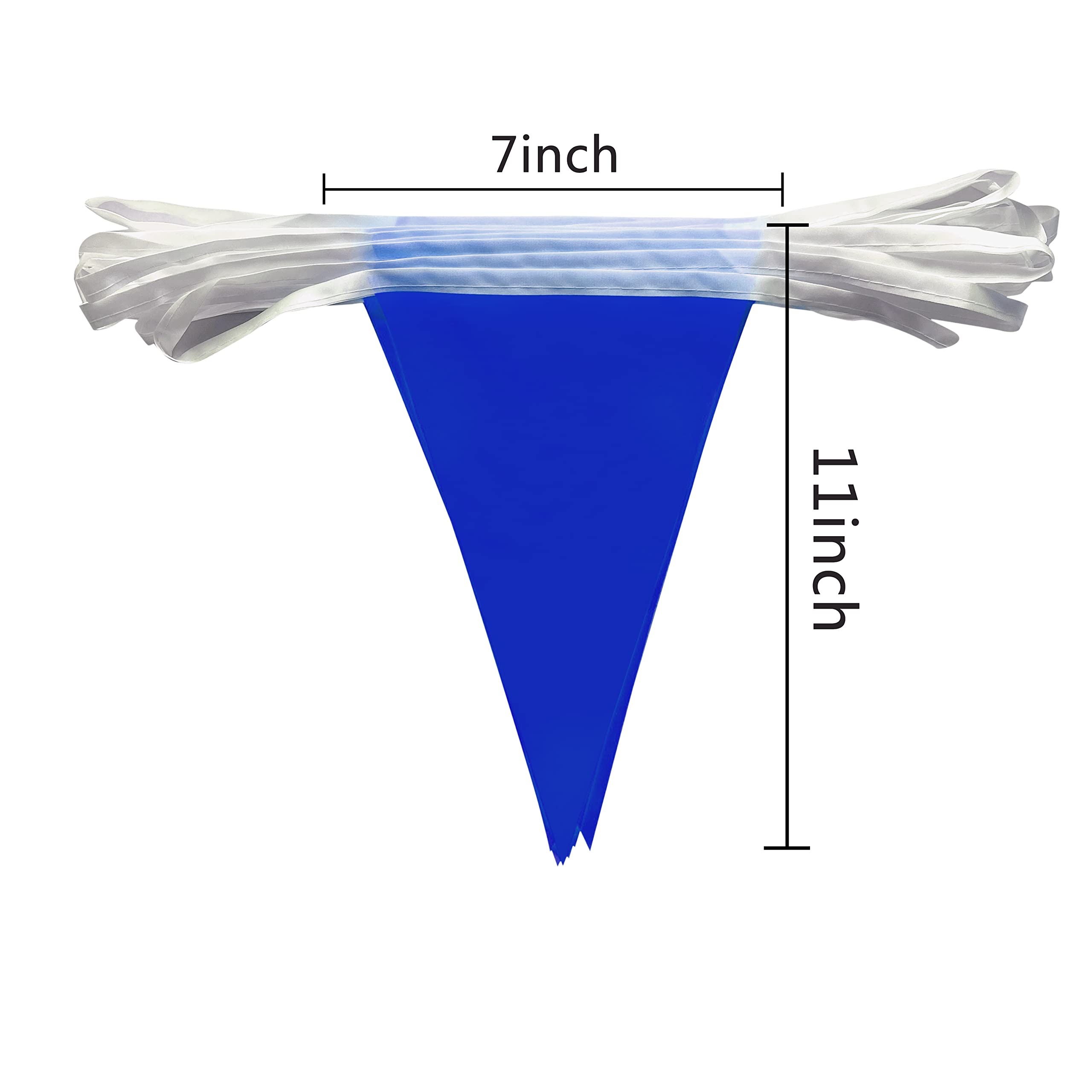 Consummate Blue Pennant Banners (60 Flags, 2 Ropes of 50 ft) - Hanging Triangle Bunting for Party Decorations - 7x11 Inch Flags