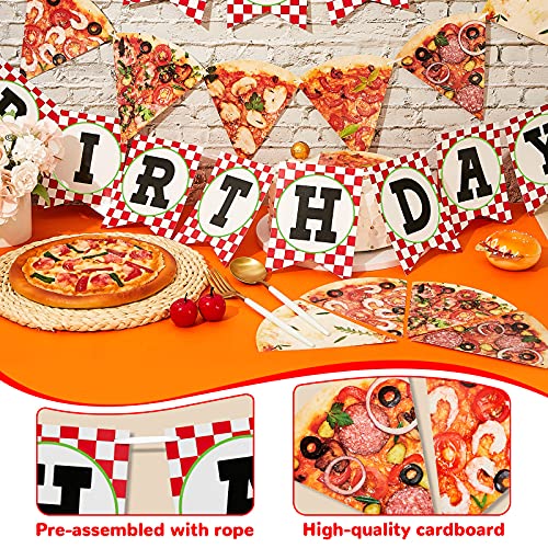 Containlol Pizza Party Decorations Set – 3 Pre-Assembled Cardboard Banners for Birthday & Events