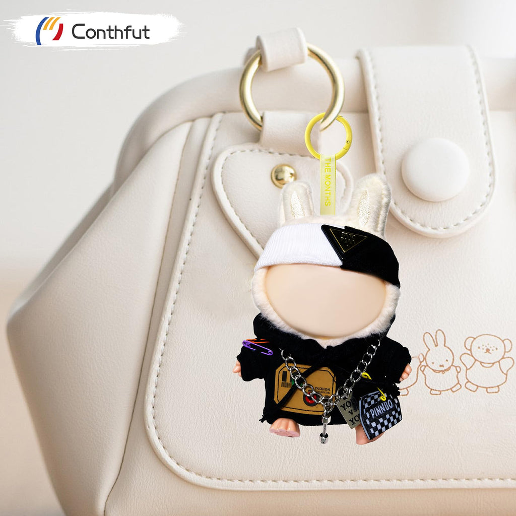 Conthfut Black Hoodie Doll Clothes Set for 15cm (5.91") and 17cm (6.69") Dolls, 3-Piece Outfit with Soft Elastic Fabric