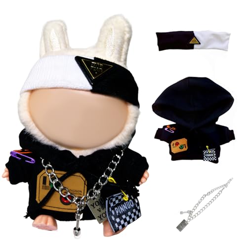 Conthfut Black Hoodie Doll Clothes Set for 15cm (5.91") and 17cm (6.69") Dolls, 3-Piece Outfit with Soft Elastic Fabric