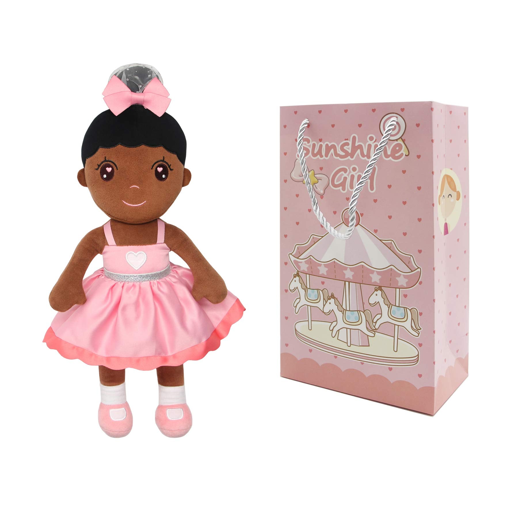 Conzy Stuffed Baby Doll for Girls – 44 cm (16.5 in) Super Soft Plush Toy with Gift Bag, Black Princess
