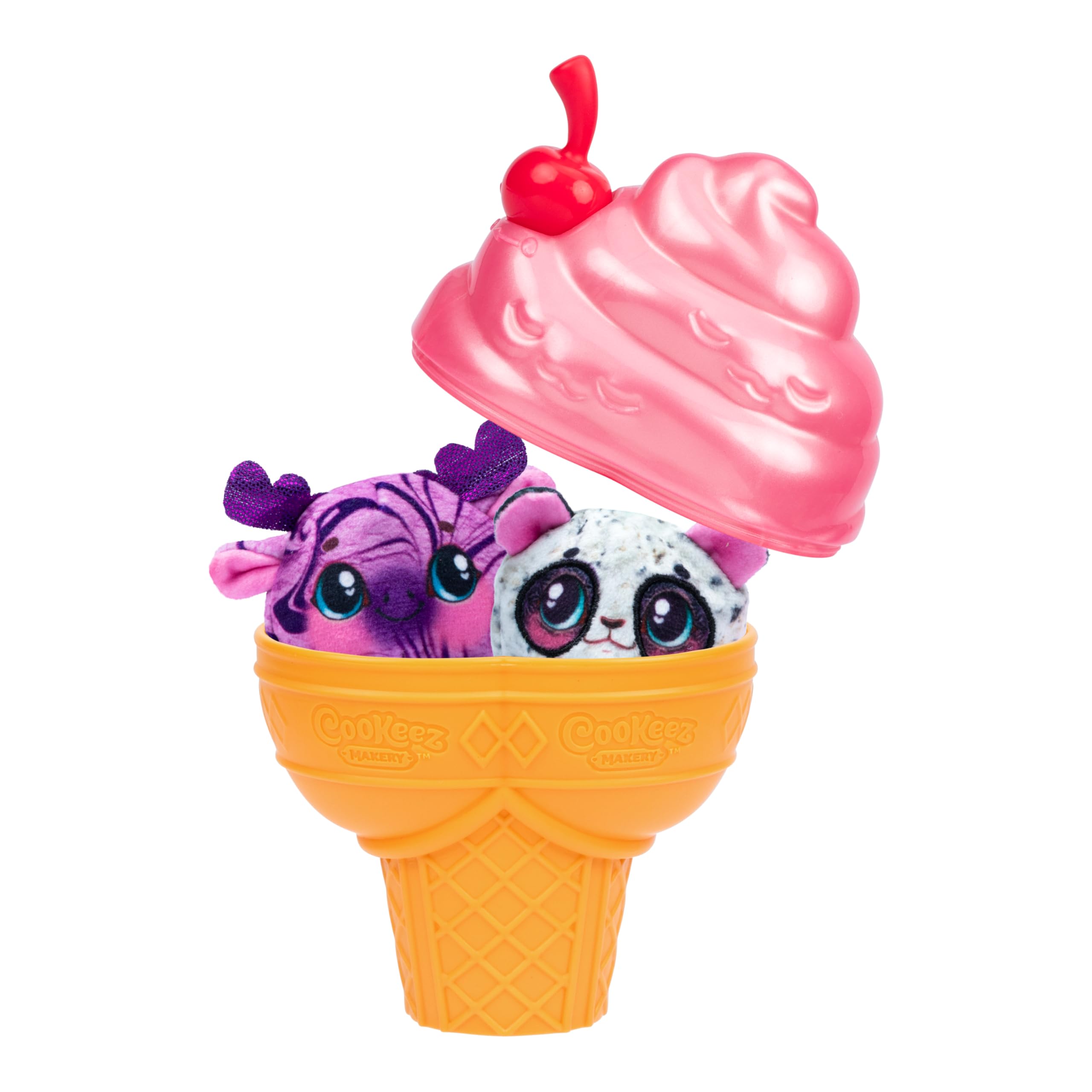 Cookeez Makery Yum Yumz Twin Pack – 2 Scented Surprise Plush Pets in a Customizable Ice Cream Cone