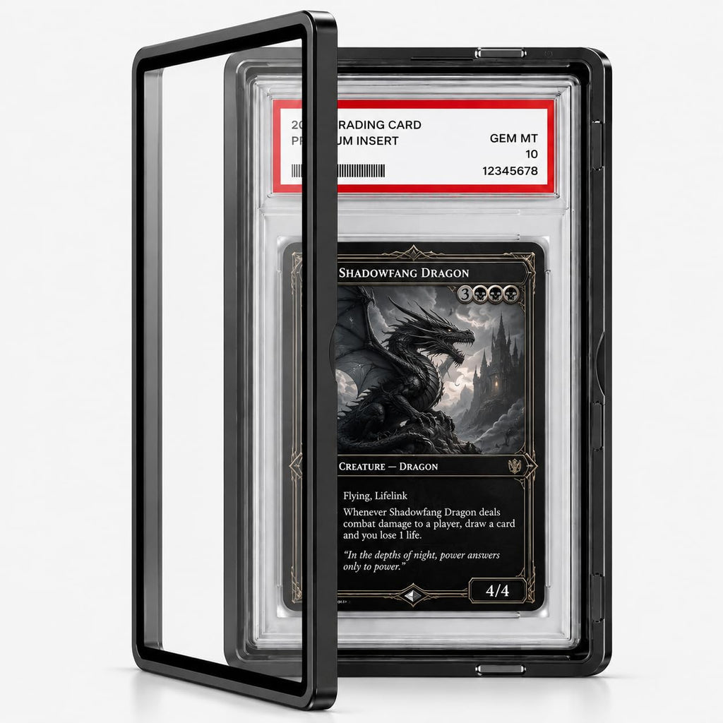 Coolbyl Black Aluminum Slab Guard with UV Glass – Magnetic Closure, Fits PSA Graded Cards