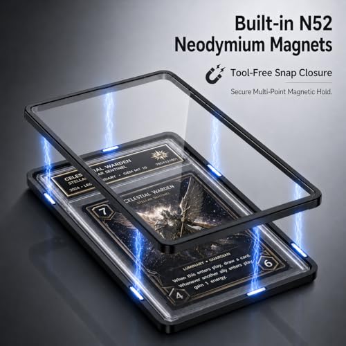 Coolbyl Black Aluminum Slab Guard with UV Glass – Magnetic Closure, Fits PSA Graded Cards