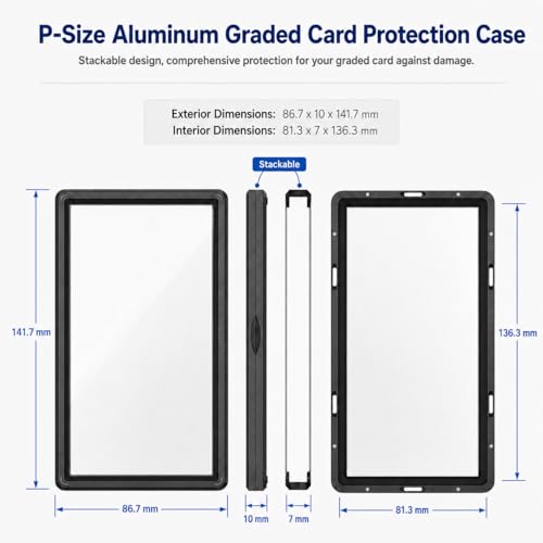 Coolbyl Black Aluminum Slab Guard with UV Glass – Magnetic Closure, Fits PSA Graded Cards