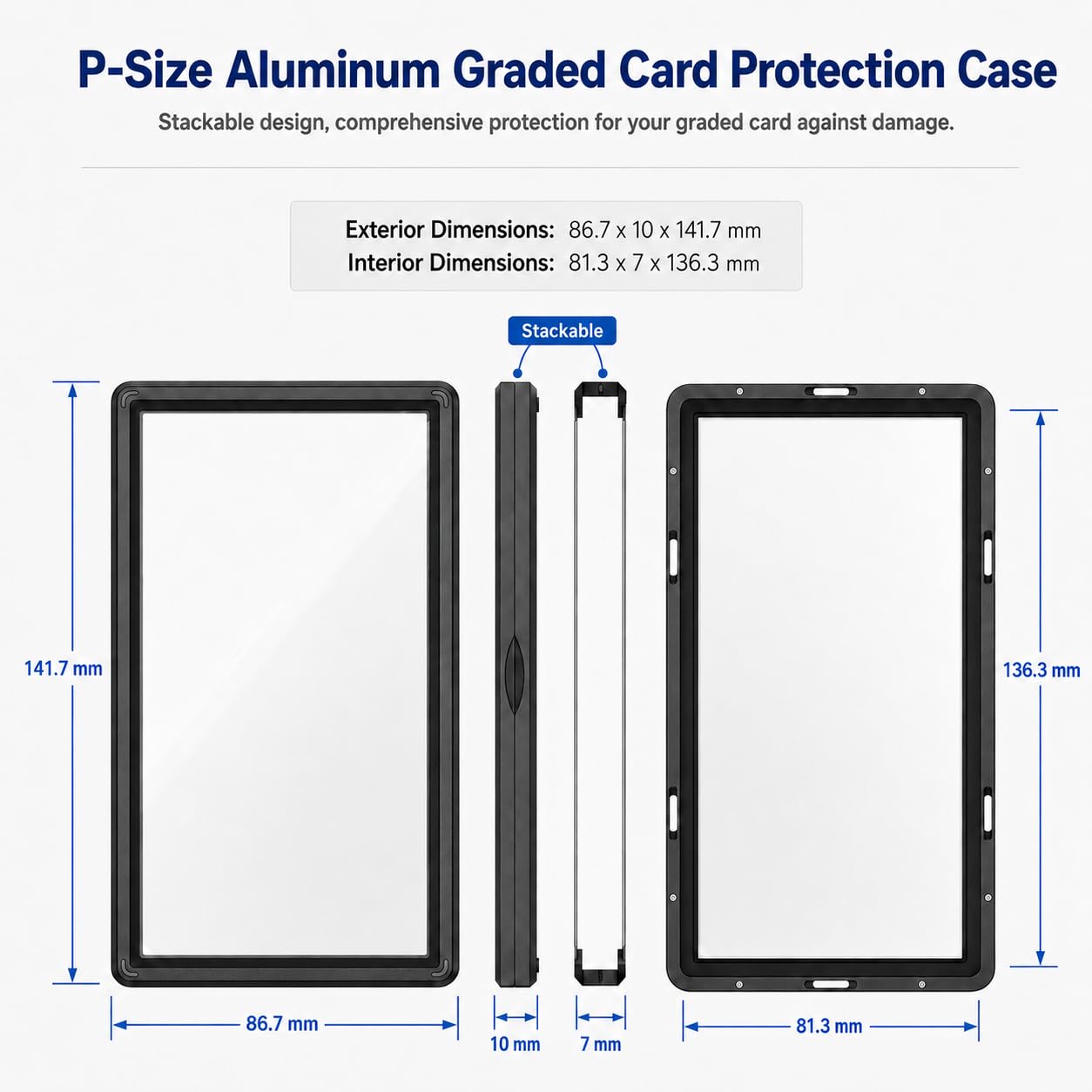 Coolbyl Black Aluminum Slab Guard with UV Glass – Magnetic Closure, Fits PSA Graded Cards