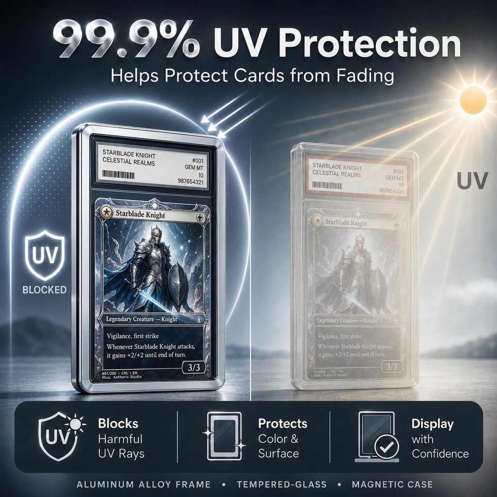 Coolbyl Magnetic Graded Card Slab Protector – Silver Aluminum Case with UV Tempered Glass