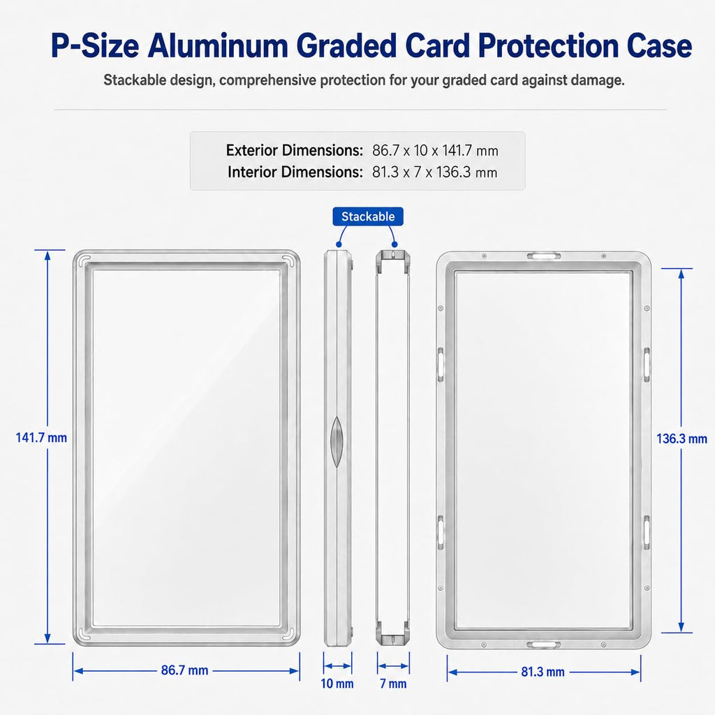 Coolbyl Magnetic Graded Card Slab Protector – Silver Aluminum Case with UV Tempered Glass