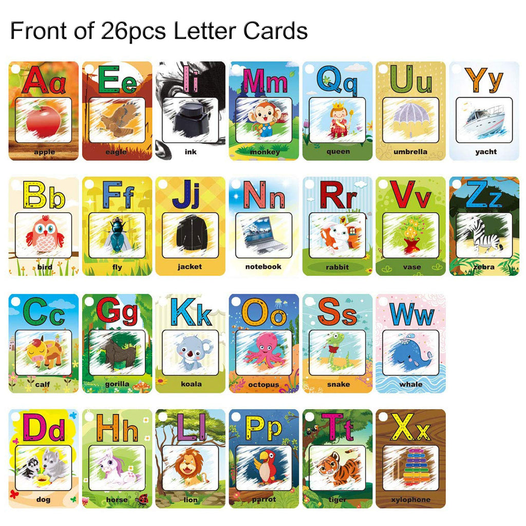 Coolplay A-Z 26 Alphabet Water Cards - Reusable Water Drawing Cards for Kids, Educational Travel Toy with 2 Magic Pens