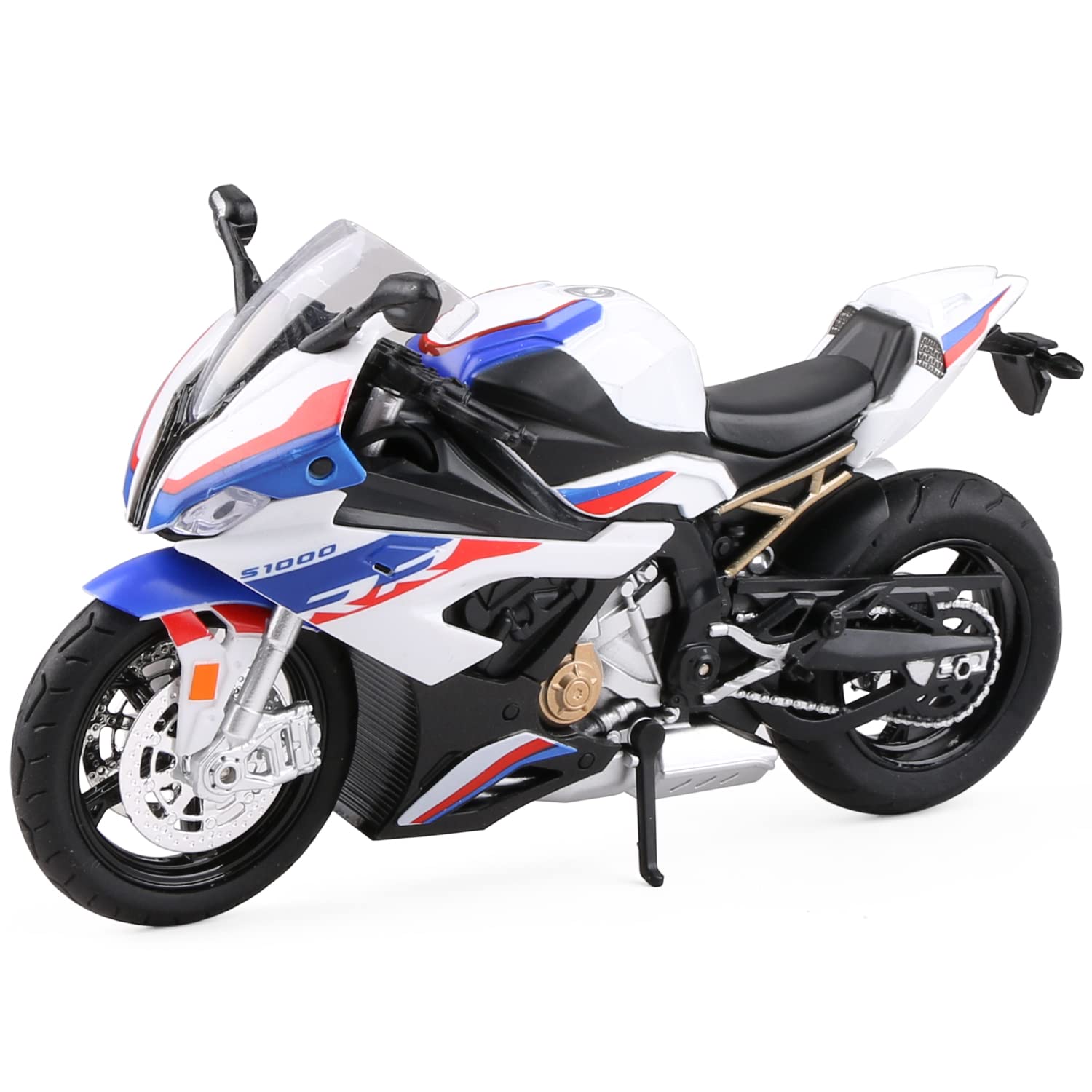COOLPUR 1:12 Die Cast S1000RR Motorcycle Model - Realistic Blue Toy with Sound & Light