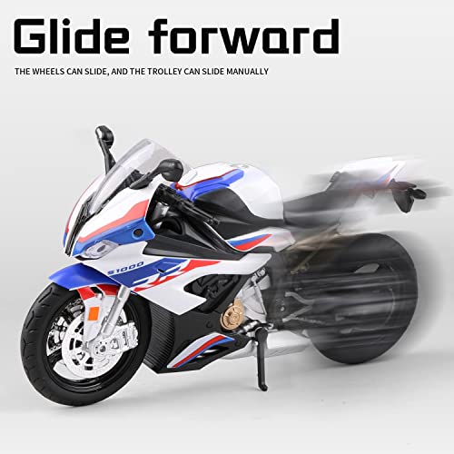 COOLPUR 1:12 Die Cast S1000RR Motorcycle Model - Realistic Blue Toy with Sound & Light