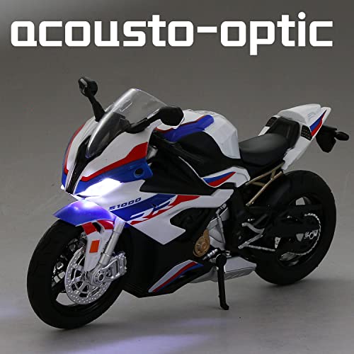 COOLPUR 1:12 Die Cast S1000RR Motorcycle Model - Realistic Blue Toy with Sound & Light