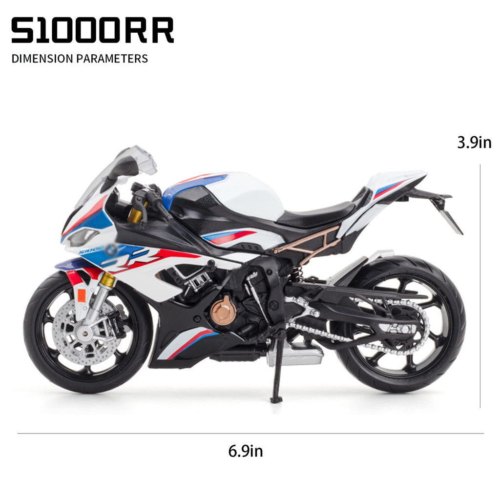 COOLPUR 1:12 Die Cast S1000RR Motorcycle Model - Realistic Blue Toy with Sound & Light