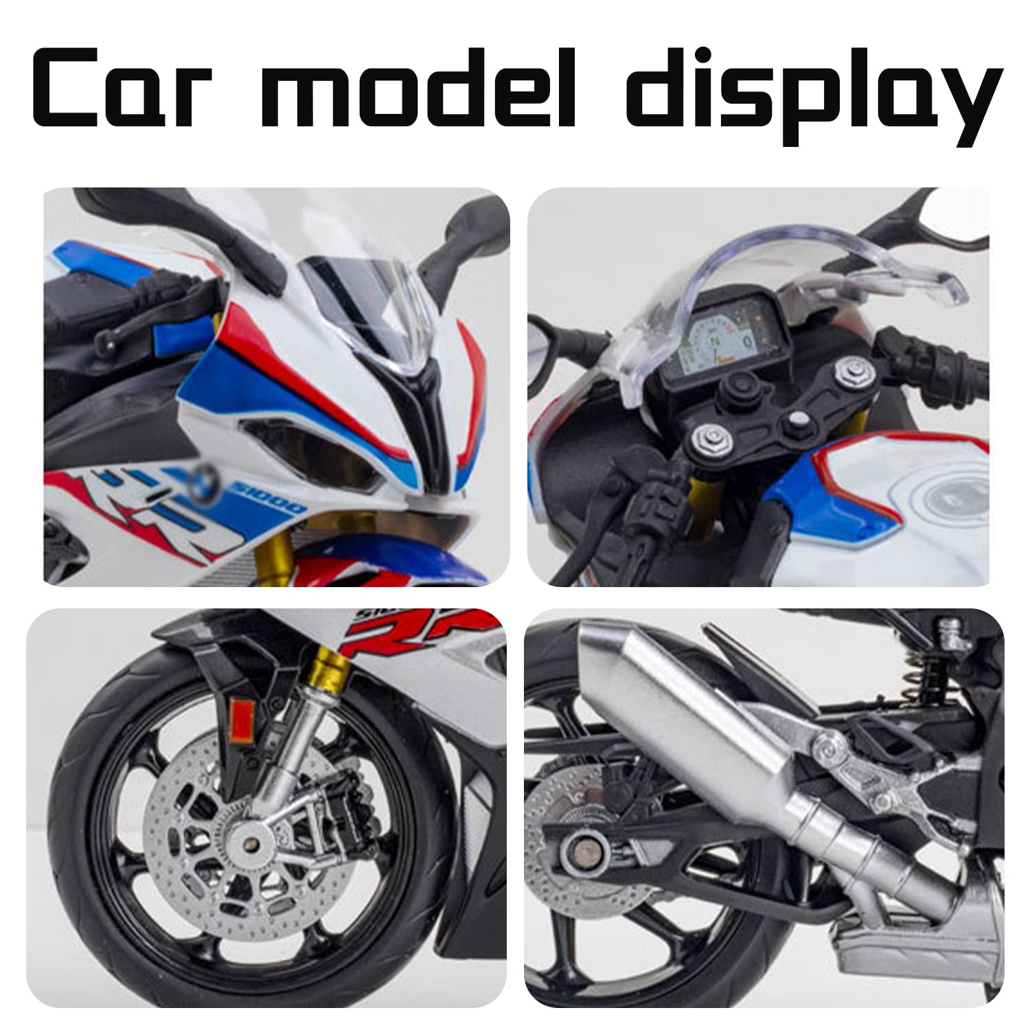 COOLPUR 1:12 Die Cast S1000RR Motorcycle Model - Realistic Blue Toy with Sound & Light