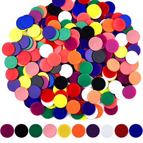 Coopay 200-Piece Plastic Learning Counters Bingo Chips – 10 Colors, 1.2 Inch Discs for Math Practice & Games