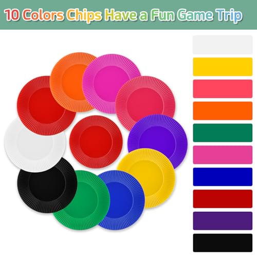 Coopay 250 Plastic Poker Chips 1.5 Inch 10 Colors Bingo Counters Math Learning Tokens