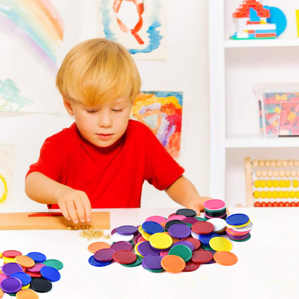 Coopay 300-Piece Bingo Chips Bulk – 1-Inch Plastic Counters in 10 Colors for Math Practice and Games