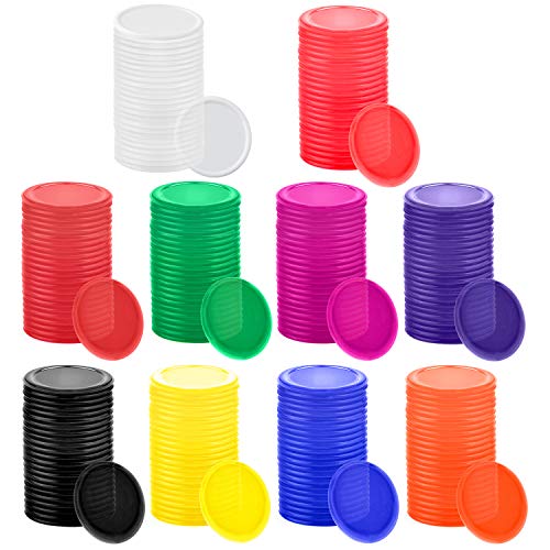 Coopay 300-Piece Bingo Chips Bulk – 1-Inch Plastic Counters in 10 Colors for Math Practice and Games