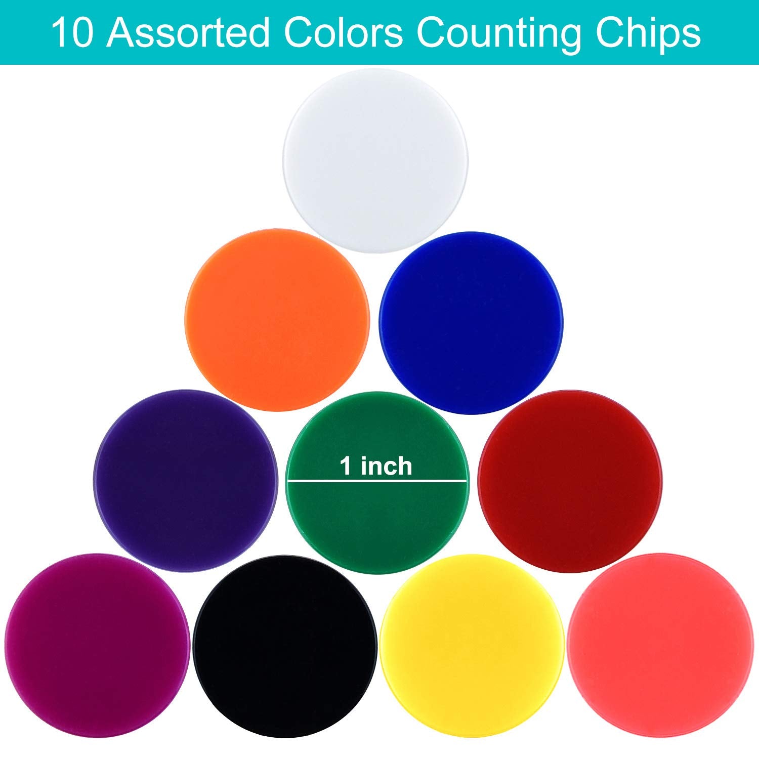 Coopay 300-Piece Plastic Bingo Chips & Counting Discs – 10 Colors, 1 Inch, for Math & Games