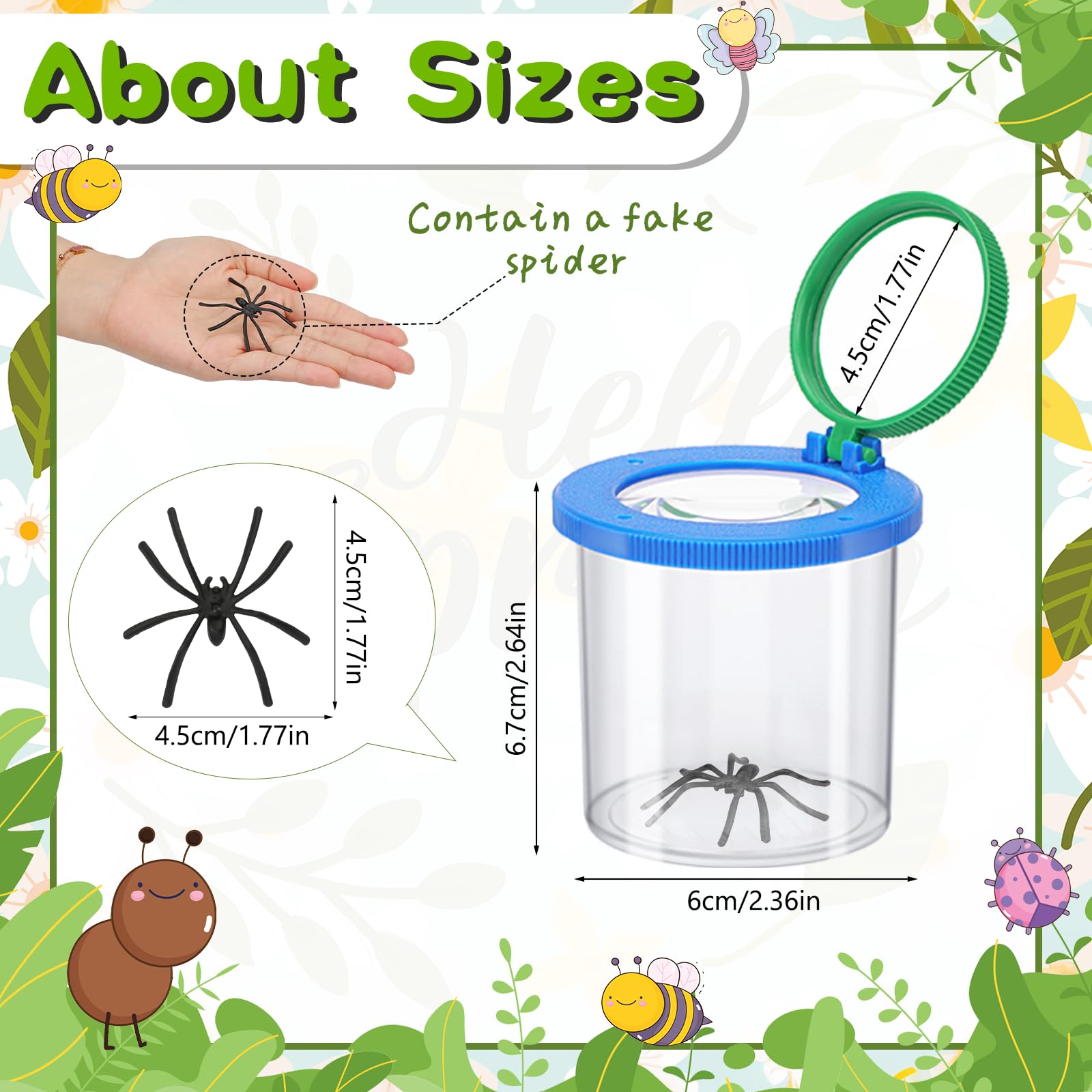 Coopay 4-Piece Magnifying Insect Box Set – Bug Viewer with 3x & 6x Lenses for Kids