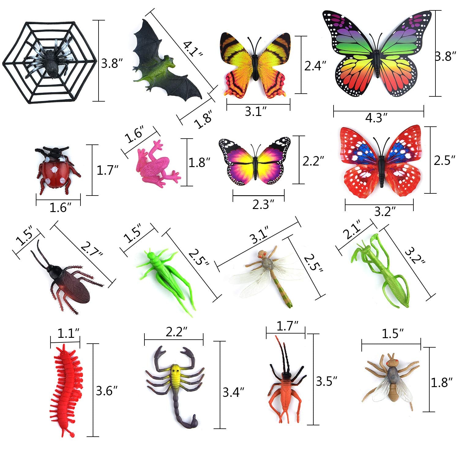 Coopay 51-Piece Plastic Insect Bug Set – Realistic Fake Spiders, Cockroaches, Scorpions & More for Education and Party Favors