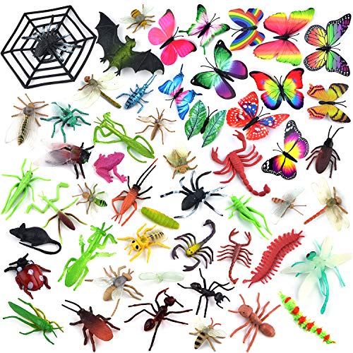 Coopay 51-Piece Plastic Insect Bug Set – Realistic Fake Spiders, Cockroaches, Scorpions & More for Education and Party Favors