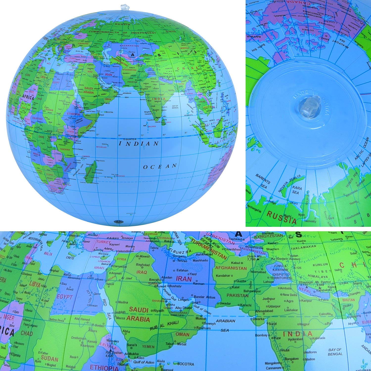 Coopay Inflatable World Globe (2 Pack) – 12-Inch PVC Earth Beach Ball for Teaching & Outdoor Play