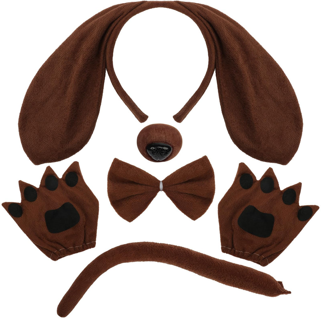 Coopay Puppy Dog Costume Set – 5-Piece Headband, Bow Tie, Tail, Fake Nose, and Paw Gloves