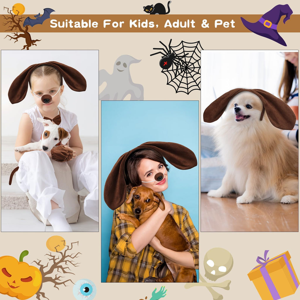 Coopay Puppy Dog Costume Set – 5-Piece Headband, Bow Tie, Tail, Fake Nose, and Paw Gloves