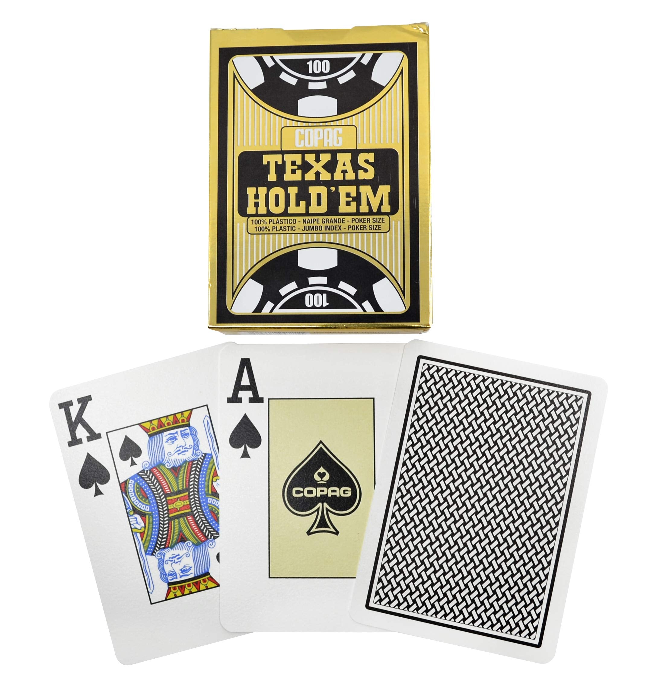 Copag Jumbo Index Poker Playing Cards – Black, Single Deck (PVC, Washable)