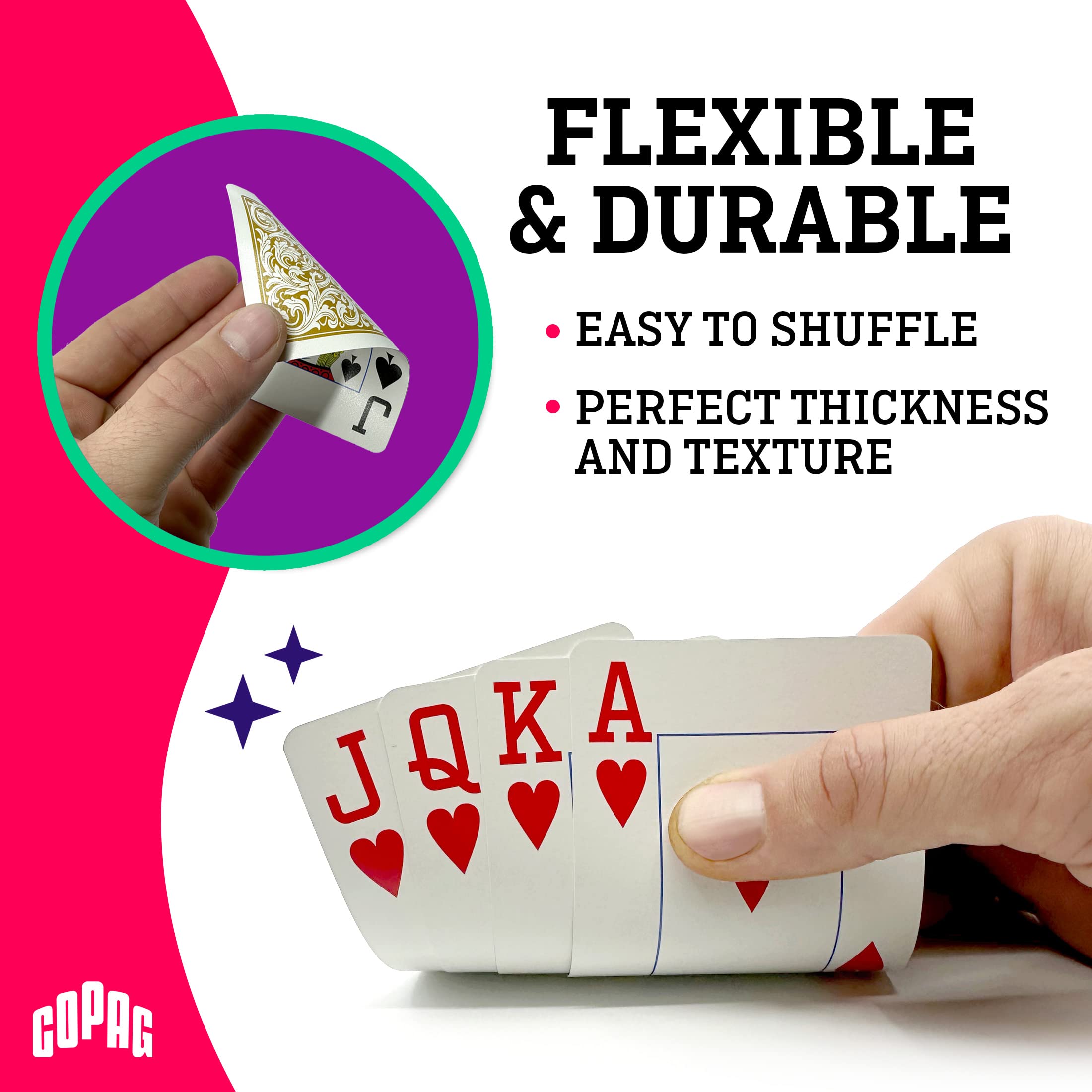 Copag Red Jumbo Index Poker Size Playing Cards – Durable PVC Single Deck for Texas Hold'em
