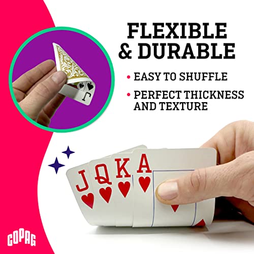 Copag Red Jumbo Index Poker Size Playing Cards – Durable PVC Single Deck for Texas Hold'em