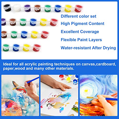 COSBAY Acrylic Paint Strips - 12 Bulk Sets of 8 Washable Colors with 12 Brushes, Non-Toxic Art Supplies for Kids & Adults, Party Favors