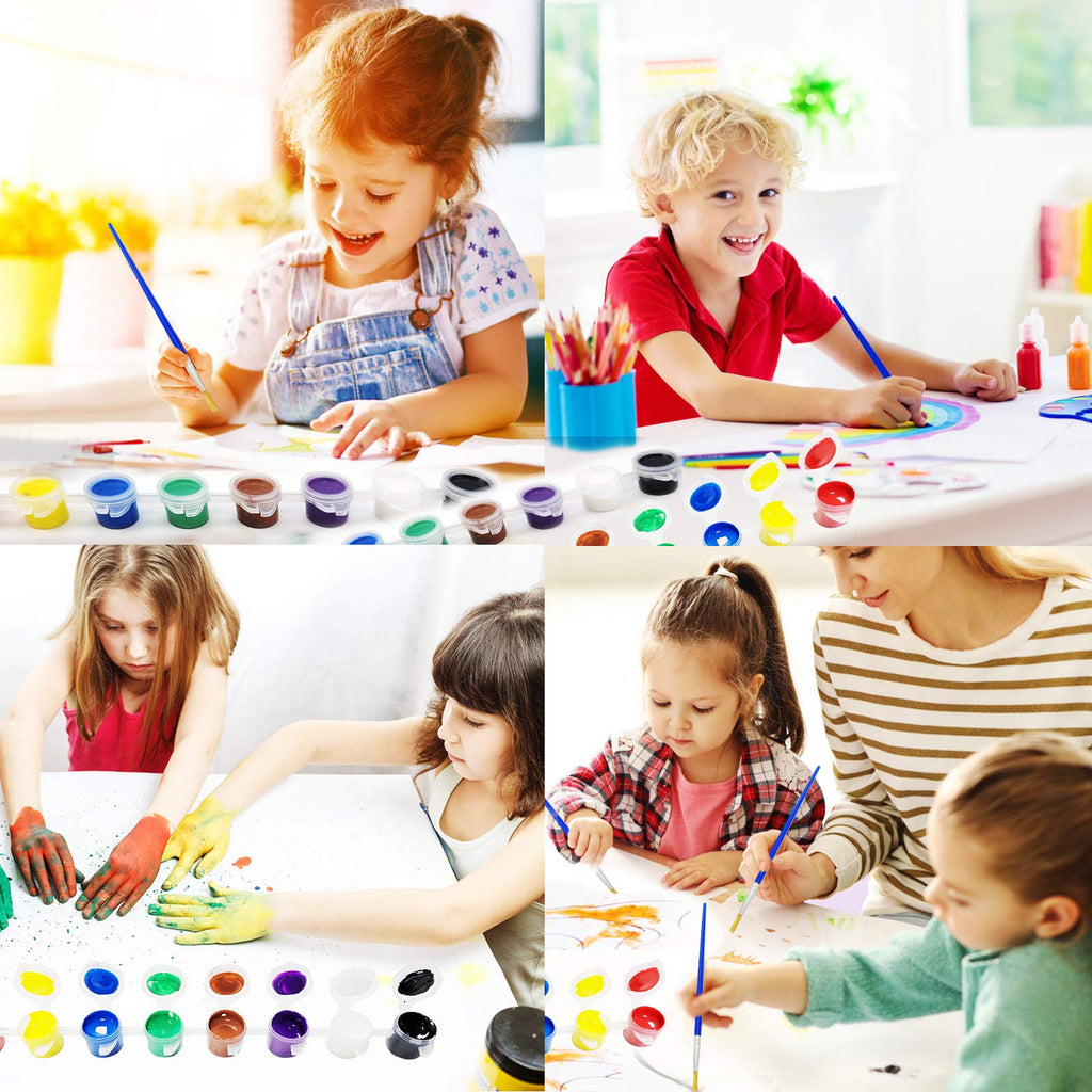 COSBAY Acrylic Paint Strips - 12 Bulk Sets of 8 Washable Colors with 12 Brushes, Non-Toxic Art Supplies for Kids & Adults, Party Favors