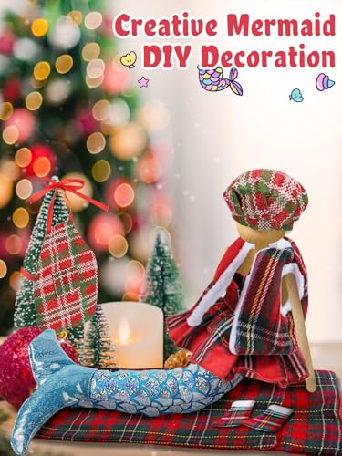 Cosweet Elf Doll Mermaid Chef Outfit Set - Includes Sleeping Bag, Apron, Skirt, Top, Shoes, Blue Mermaid Skirt - Christmas Decor Gift (Doll Not Included)