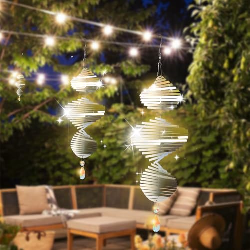 CosyCorner Helicoid-Silver Metal Wind Spinner – 8x12-Inch Outdoor Garden Decoration