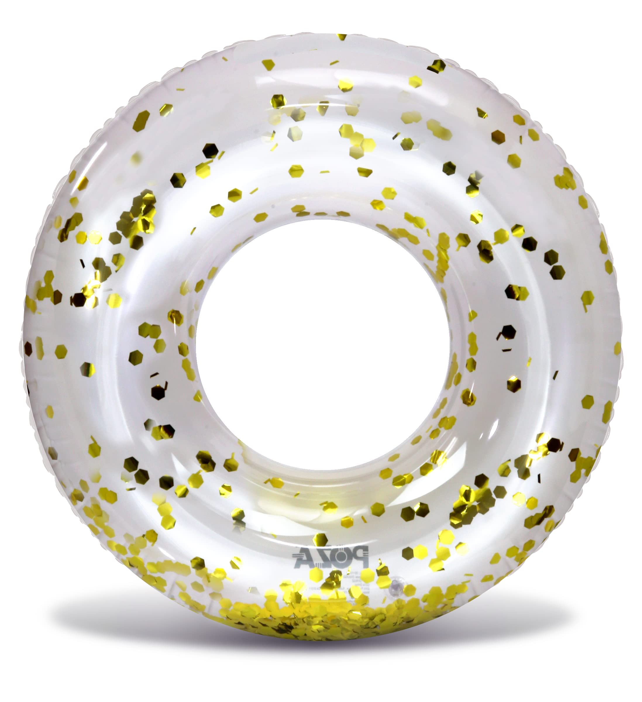 CoTa Global POZA Inflatable Pool Float Tube – Pearl White with Gold Confetti, 36-Inch Heavy Duty PVC Swim Ring for Kids & Adults