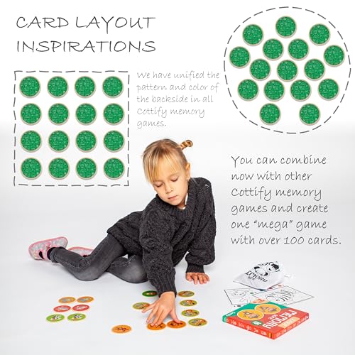Cottify Wooden Memory Matching Game for Toddlers 2-4 Years - 16 Durable Basswood Cards with Carry Bag