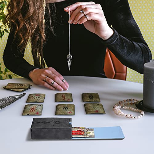 Coume PU Leather Tarot Card Case – Boho Sun & Hand Design, Fits Standard Decks, Magnetic Closure