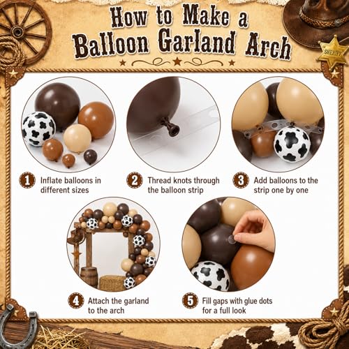Cow Print Balloon Arch Kit - 102 Piece Farm Balloons in Nude Brown, Apricot, Tan for Kids Parties, Baby Showers, Graduation