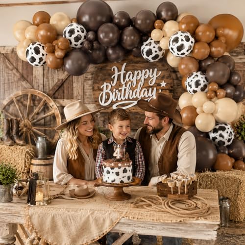 Cow Print Balloon Arch Kit - 102 Piece Farm Balloons in Nude Brown, Apricot, Tan for Kids Parties, Baby Showers, Graduation