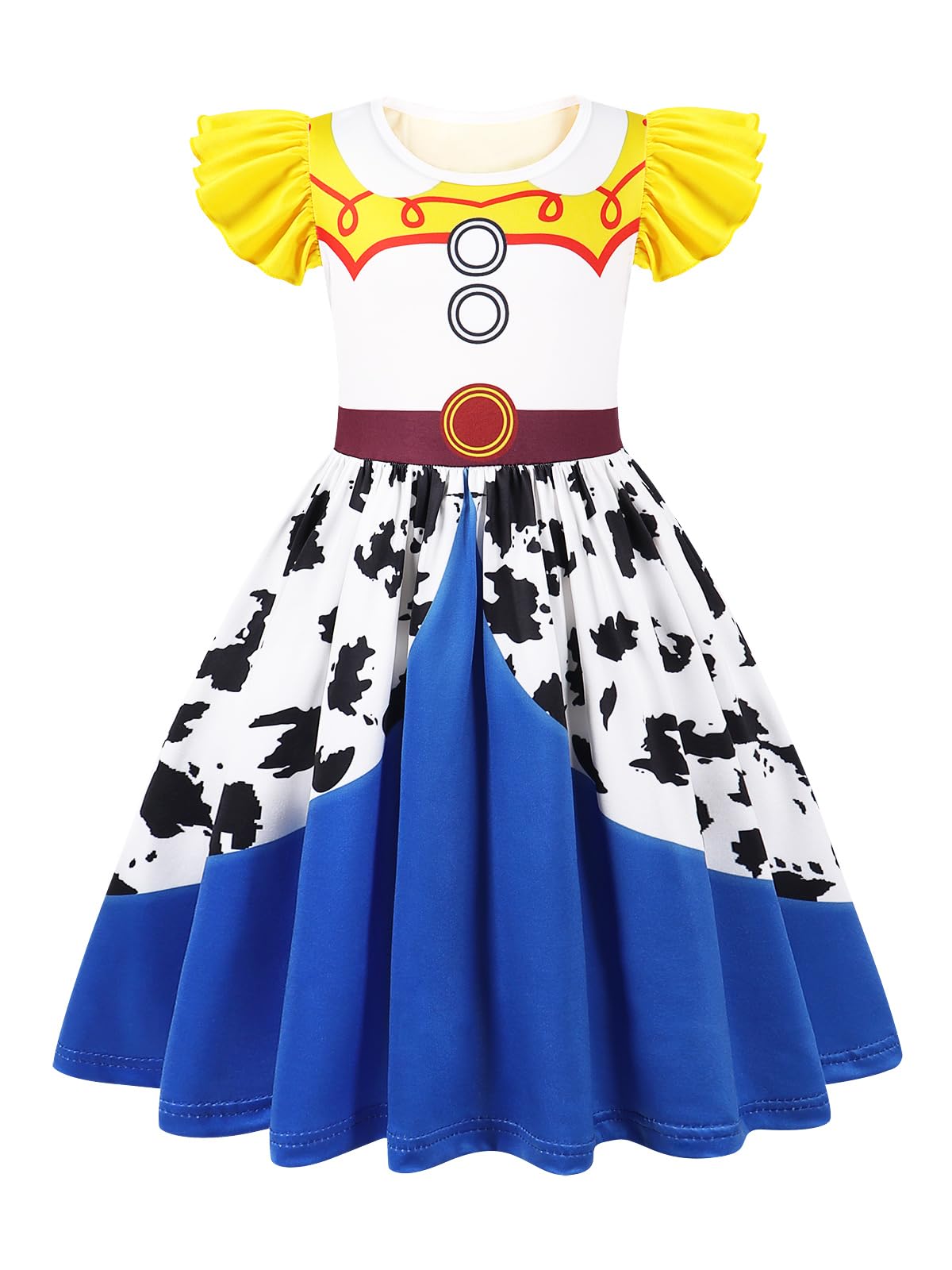 Cowgirl Costume for Girls Toddler Dress - Green White Cartoon Print Halloween Role Play Outfit