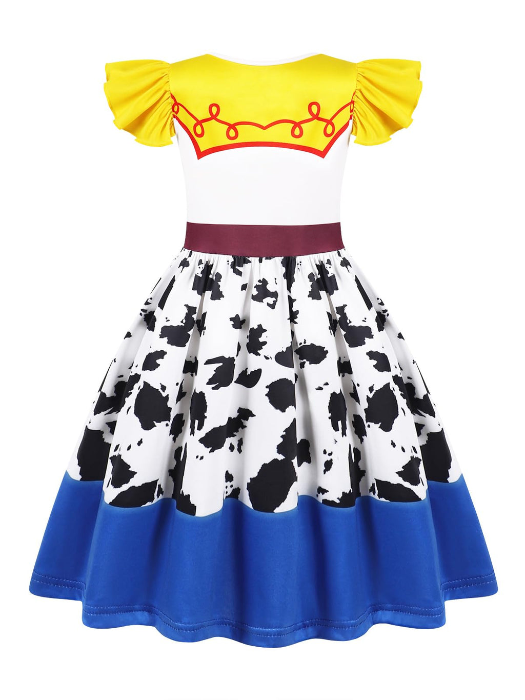 Cowgirl Costume for Girls Toddler Dress - Green White Cartoon Print Halloween Role Play Outfit