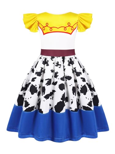 Cowgirl Costume for Girls Toddler Dress - Green White Cartoon Print Halloween Role Play Outfit