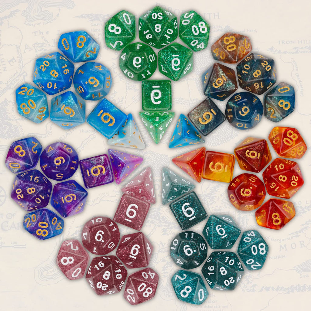Coyeekn 49-Piece Polyhedral Dice Set – 7 Complete Sets for D&D and Tabletop RPGs