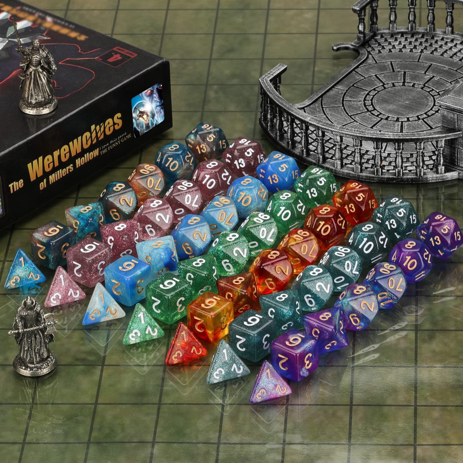 Coyeekn 49-Piece Polyhedral Dice Set – 7 Complete Sets for D&D and Tabletop RPGs