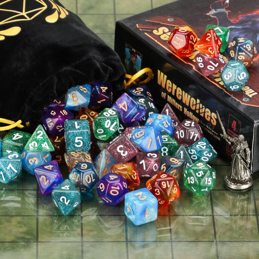 Coyeekn 49-Piece Polyhedral Dice Set – 7 Complete Sets for D&D and Tabletop RPGs
