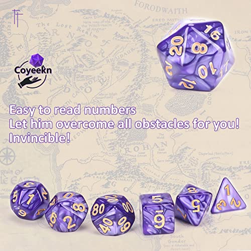 Coyeekn 70-Piece DND Dice Set: 10 Complete Polyhedral Sets (d4, d6, d8, d10, d12, d20) with Storage Pouch for RPGs