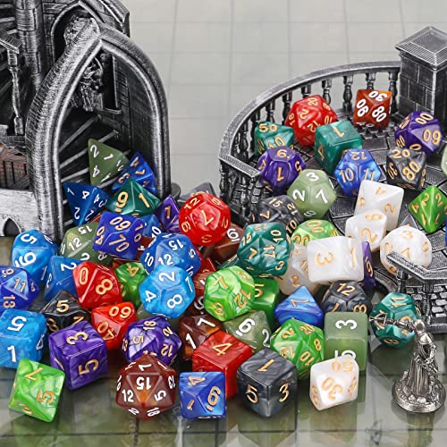 Coyeekn 70-Piece DND Dice Set: 10 Complete Polyhedral Sets (d4, d6, d8, d10, d12, d20) with Storage Pouch for RPGs